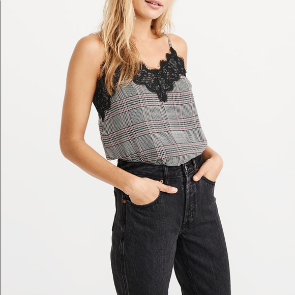 Abercrombie & Fitch Tops - NWT Abercrombie & Fitch Plaid Lace Trim Cami